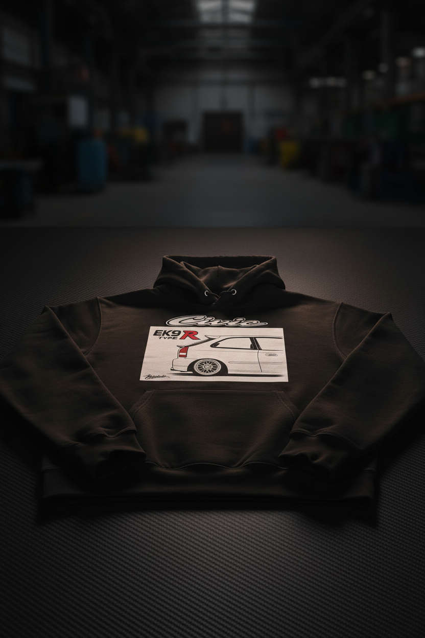 Civic EK9 Black Hoodie - Carbon Fibre
