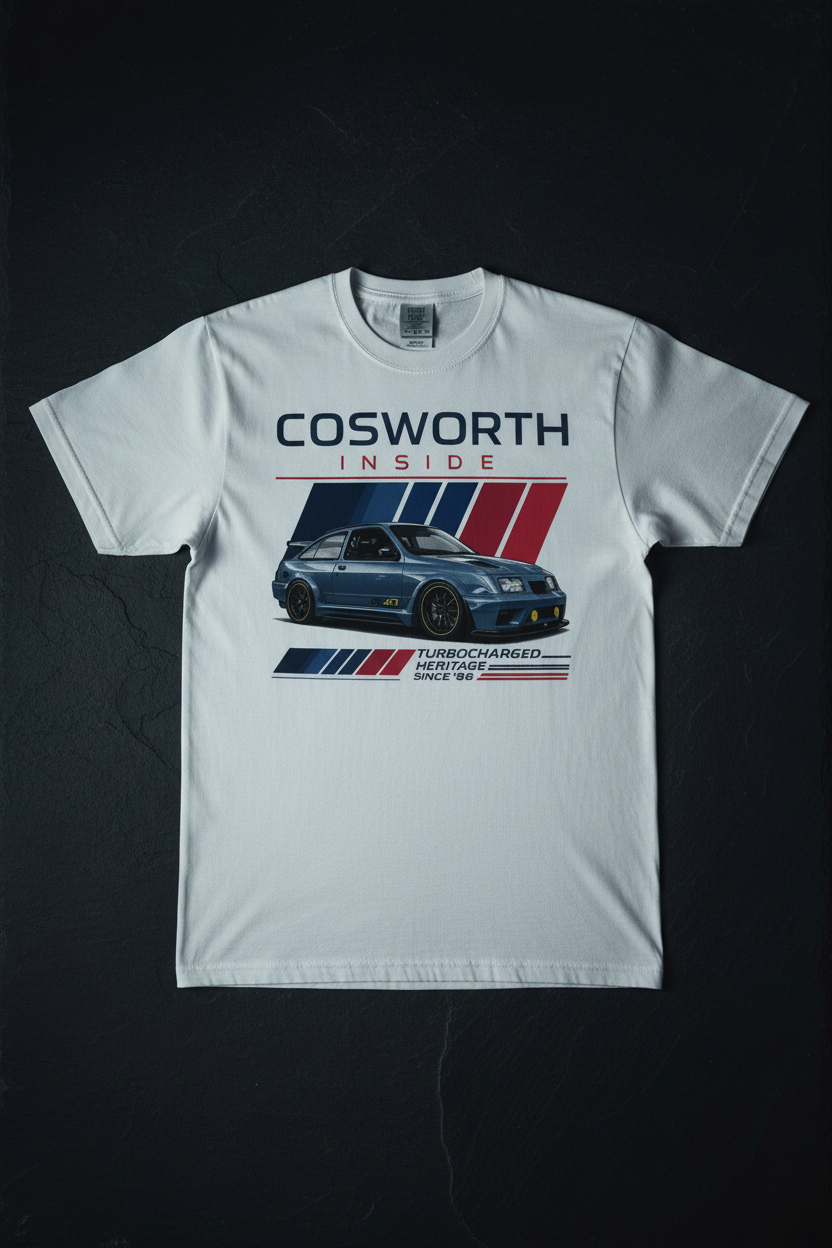 Cosworth Tee White Flat