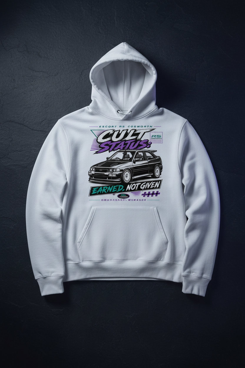 Escort Cosworth Hoodie White Flat