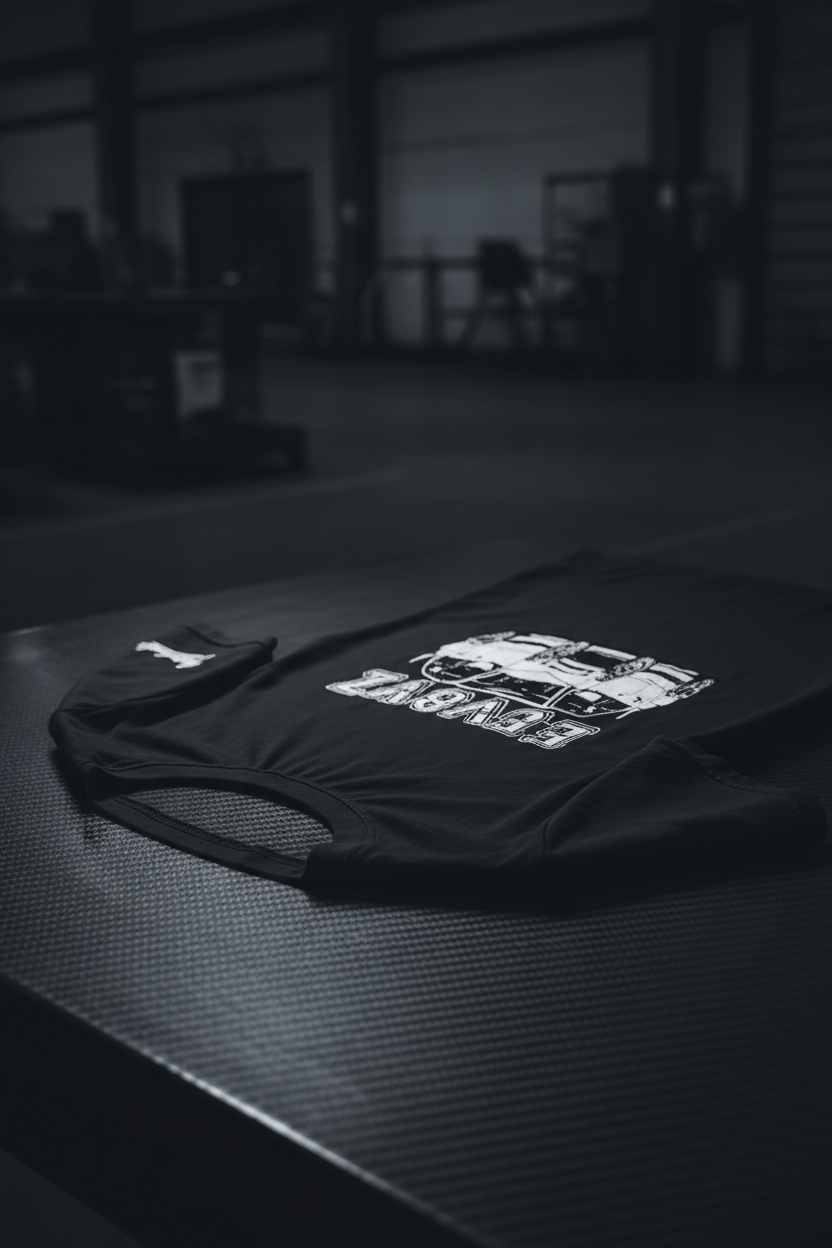 EVO VIII Black Tee - Side Angle Carbon Fibre