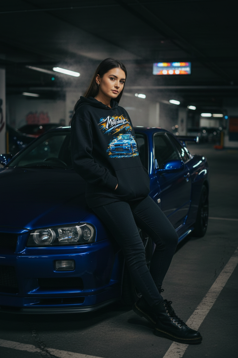 R34 Female Lifestyle - Underground Car Park Black