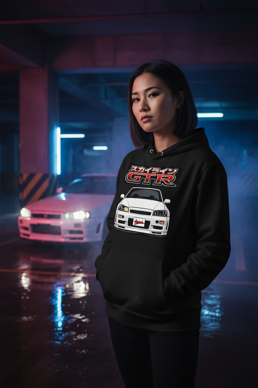 R34 GTR Black Female Lifestyle
