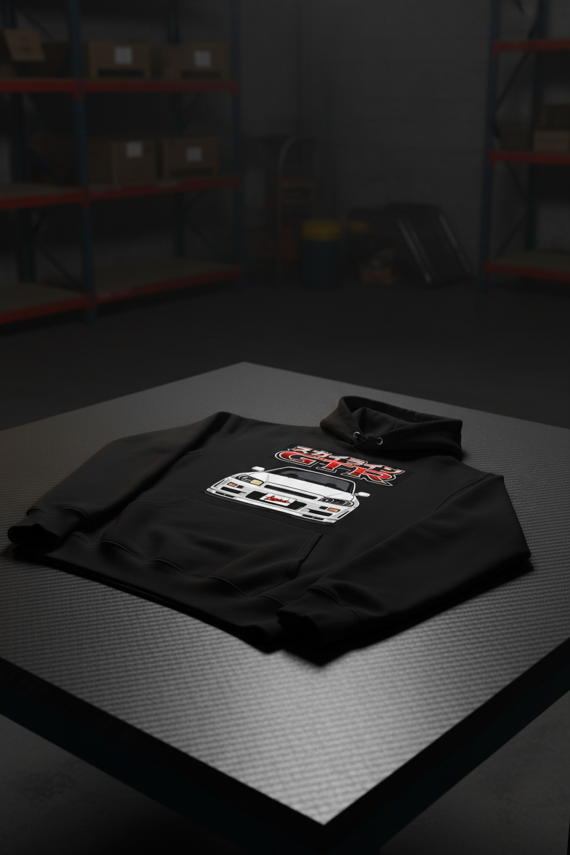 R34 GTR Black Hoodie - Carbon Fibre