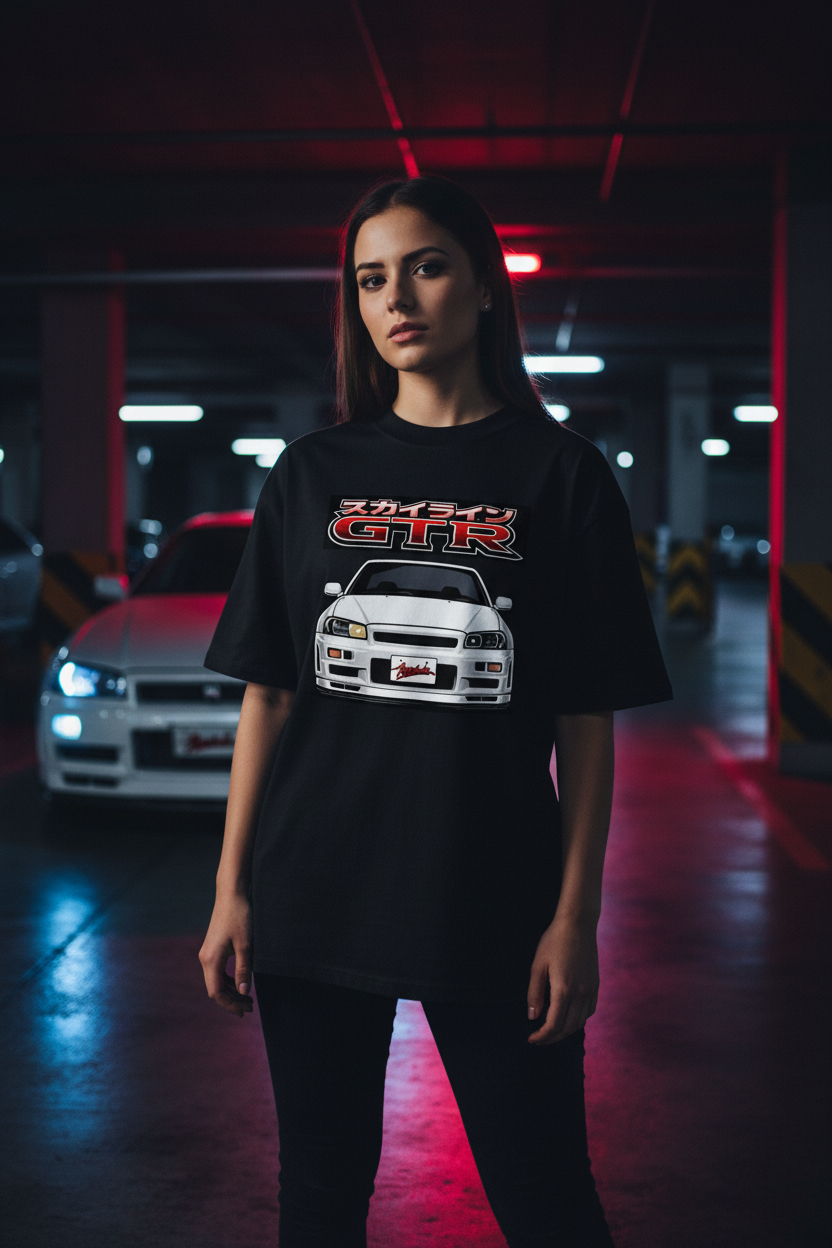 R34 GTR Black Tee Female