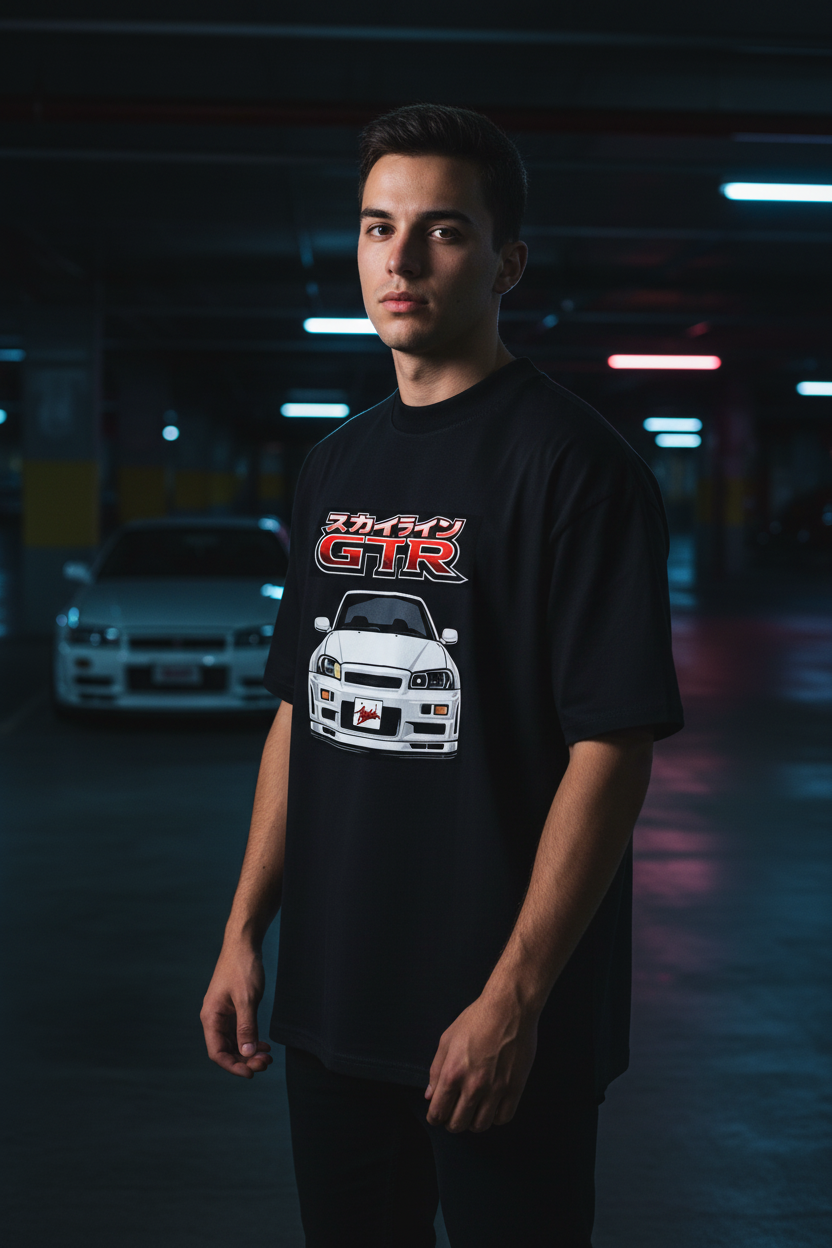 R34 GTR Black Tee Male