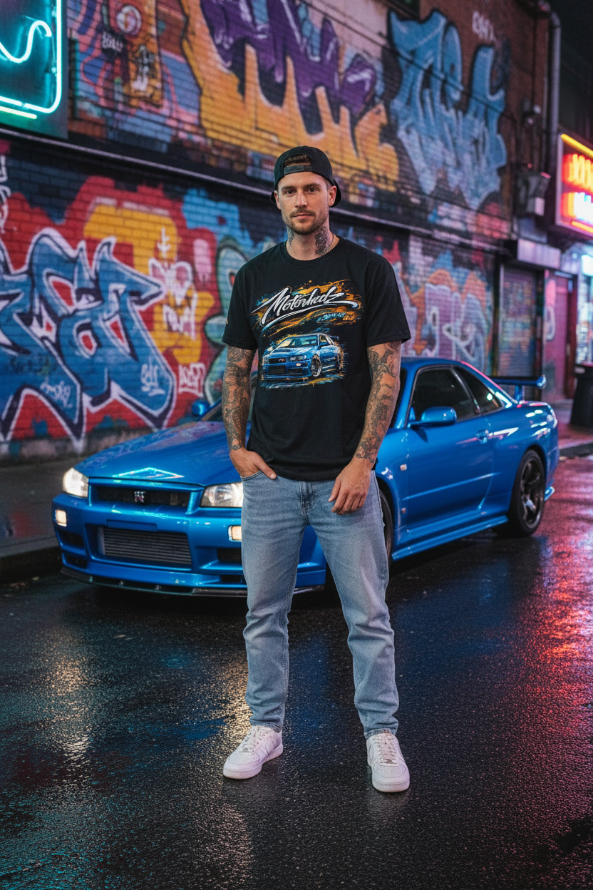 R34 Neon Graffiti Tee