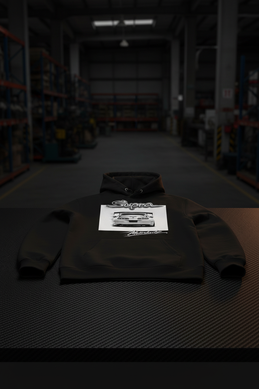 Supra Rear Icon Black Hoodie - Carbon Fibre